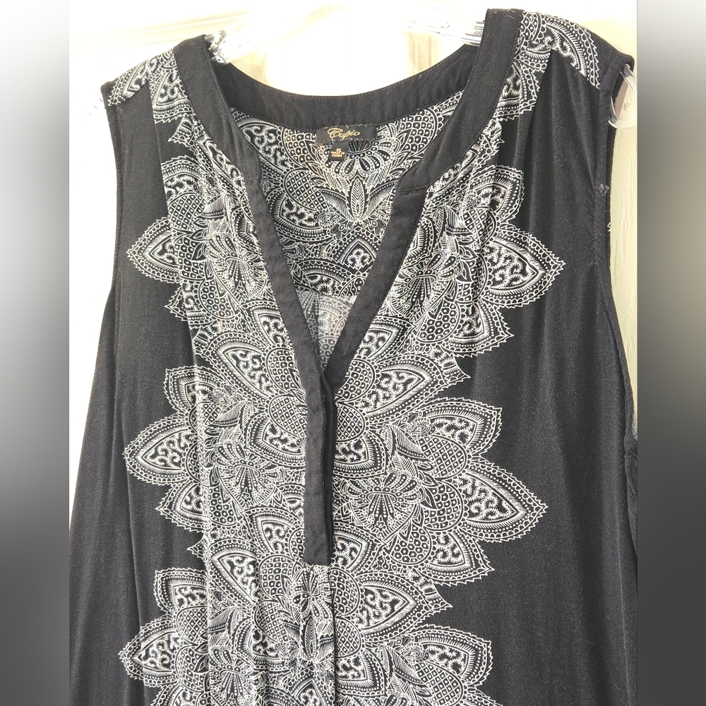 Cupio Black and White Asymmetrical Dress Sz XL 100% Viscose - Picture 4 of 8